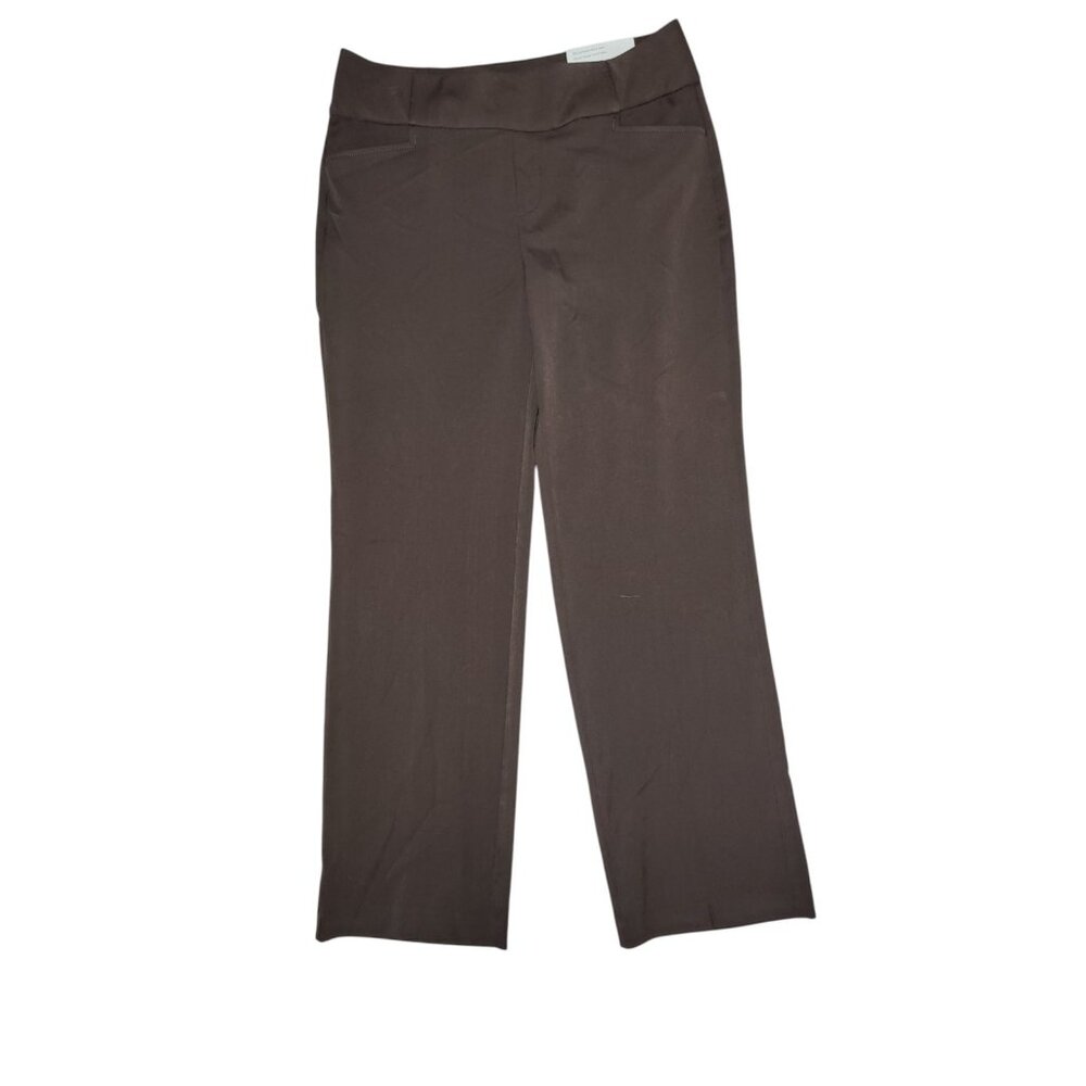 Christopher & Banks Brown Pull On Trouser Straight Mid Rise Dress Pants 10 NWT‎